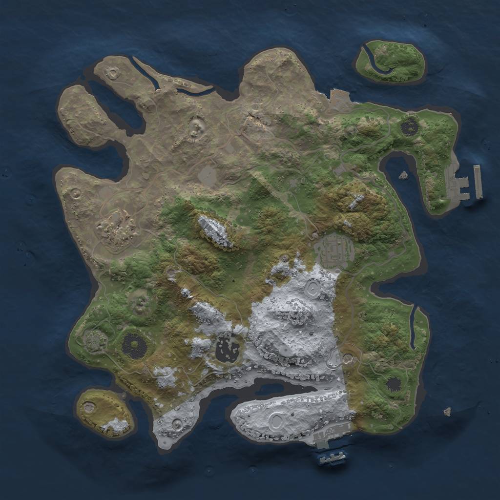 Rust Map: Procedural Map, Size: 3000, Seed: 954713, 10 Monuments