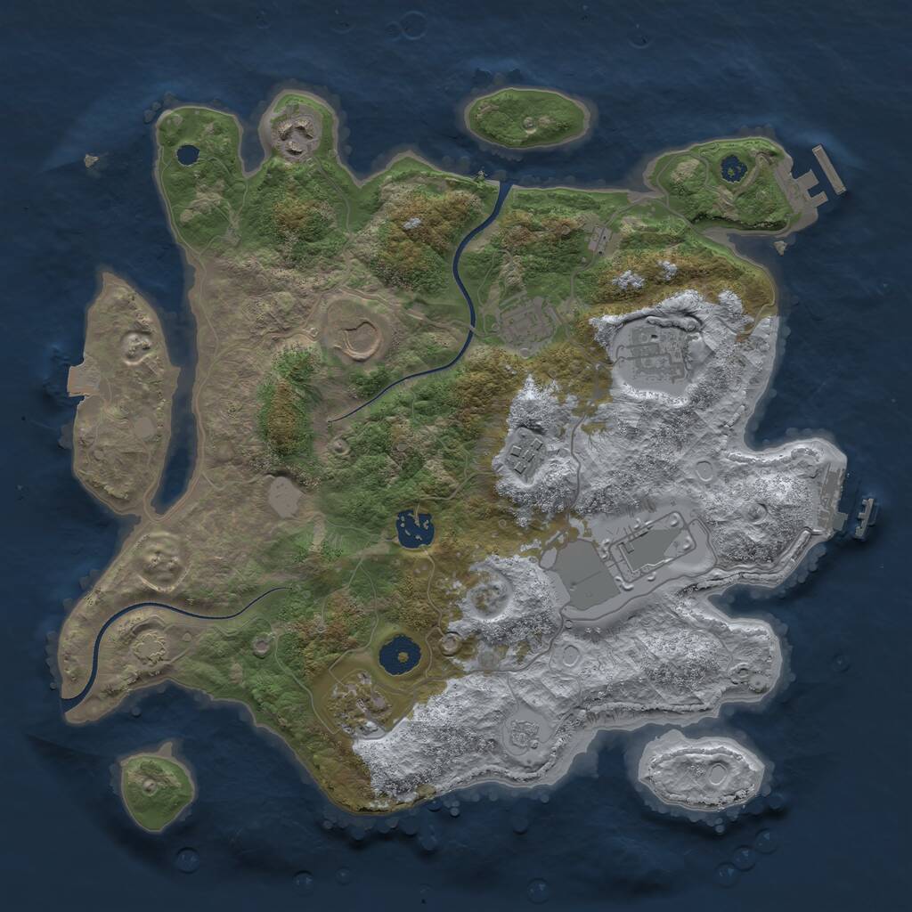 Rust Map: Procedural Map, Size: 3500, Seed: 762128994, 13 Monuments