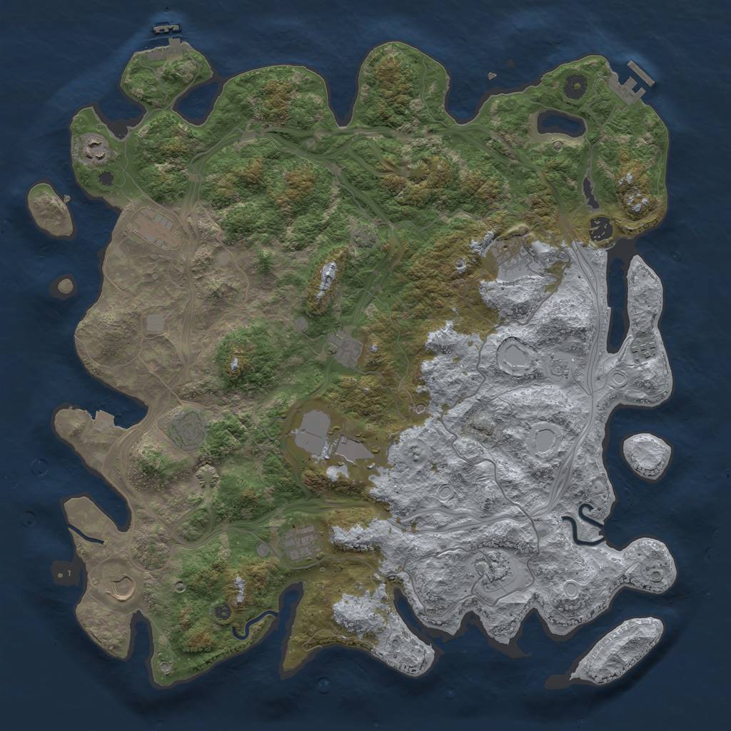 Rust Map: Procedural Map, Size: 4500, Seed: 6584230, 19 Monuments