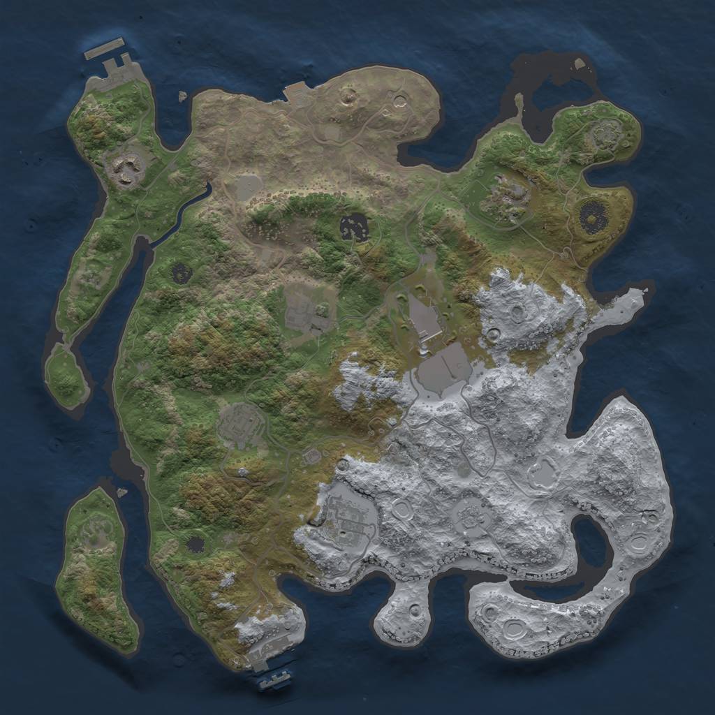 Rust Map: Procedural Map, Size: 3500, Seed: 703797563, 15 Monuments