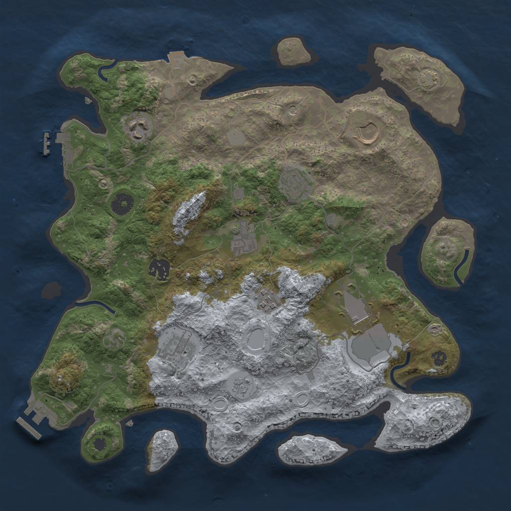 Rust Map: Procedural Map, Size: 3500, Seed: 4069139, 16 Monuments