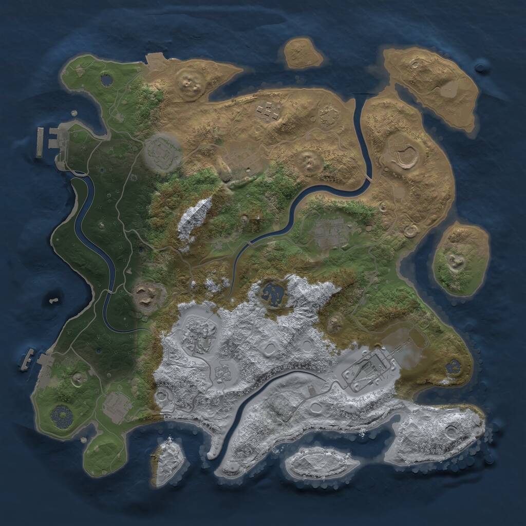 Rust Map: Procedural Map, Size: 3500, Seed: 4069139, 15 Monuments