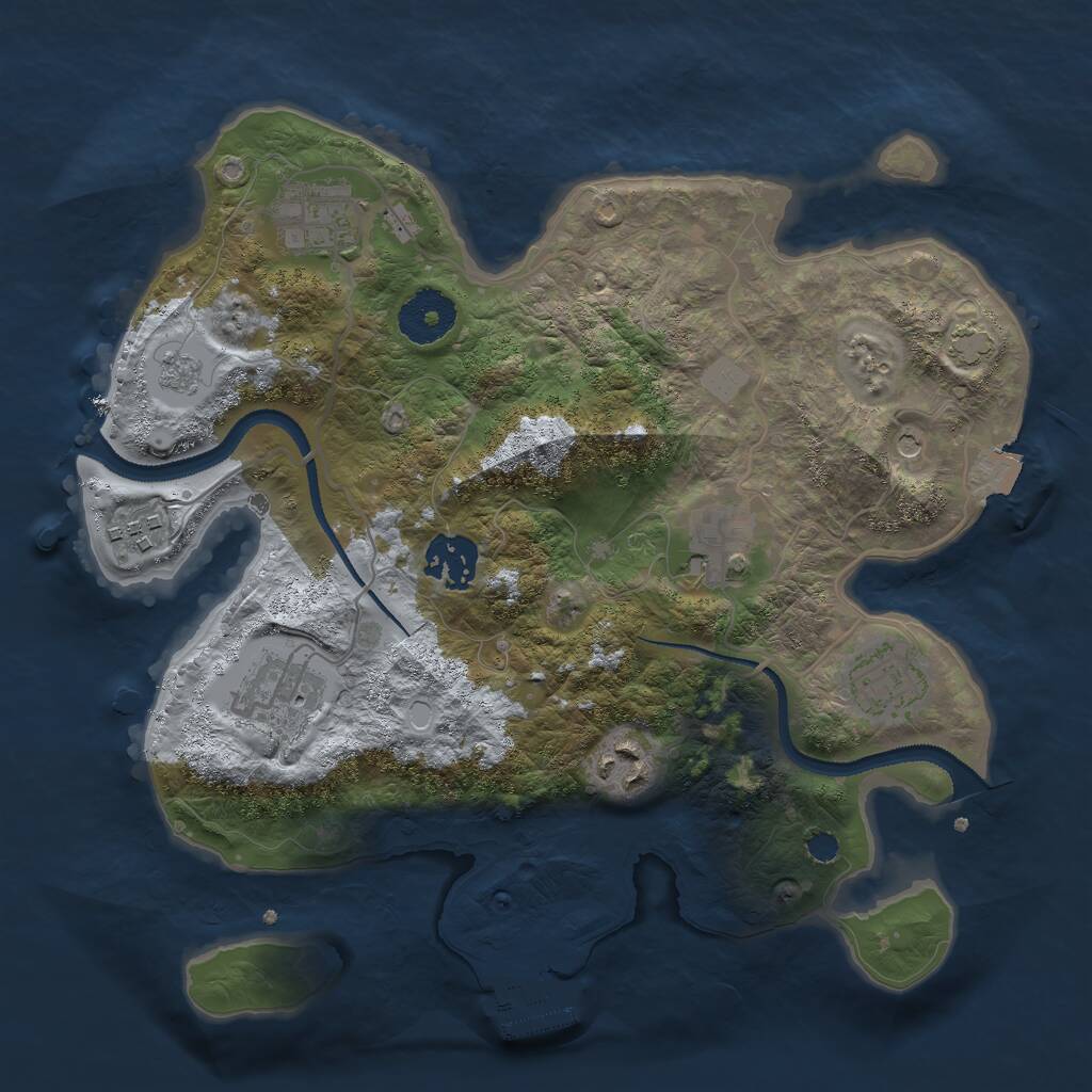 Rust Map: Procedural Map, Size: 3000, Seed: 1965523531, 12 Monuments