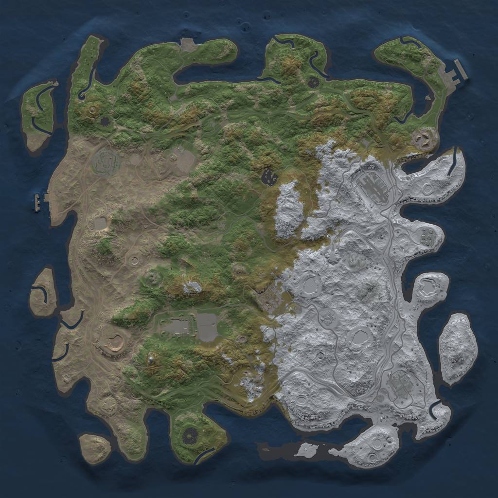 Rust Map: Procedural Map, Size: 4500, Seed: 1449506009, 19 Monuments