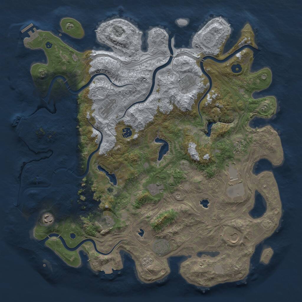 Rust Map: Procedural Map, Size: 4500, Seed: 253897079, 17 Monuments