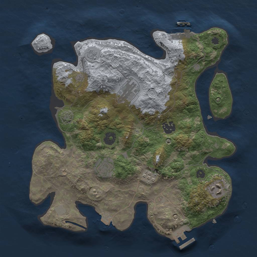 Rust Map: Procedural Map, Size: 3000, Seed: 636045116, 13 Monuments