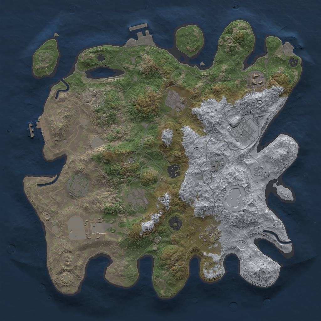 Rust Map: Procedural Map, Size: 3550, Seed: 1495858156, 17 Monuments