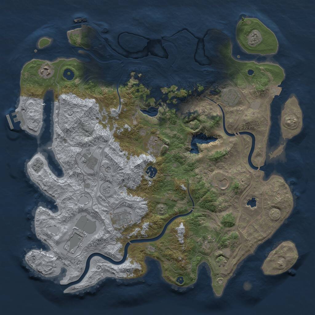 Rust Map: Procedural Map, Size: 4250, Seed: 297825213, 16 Monuments