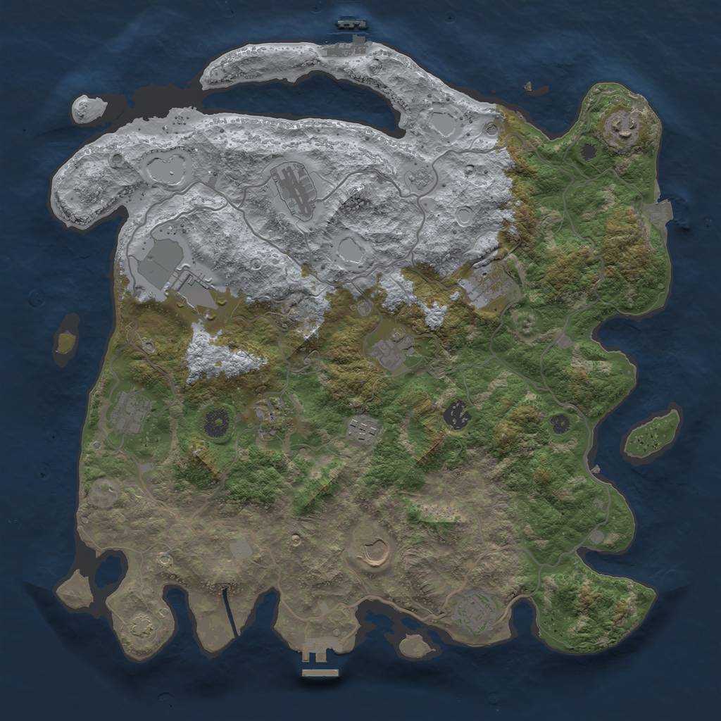 Rust Map: Procedural Map, Size: 4000, Seed: 132443, 19 Monuments