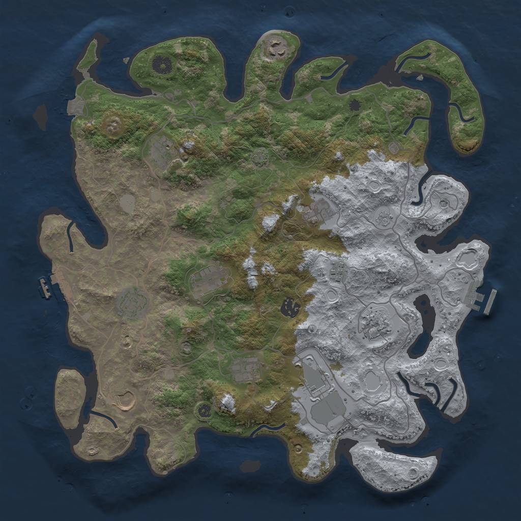 Rust Map: Procedural Map, Size: 4000, Seed: 1234123, 19 Monuments