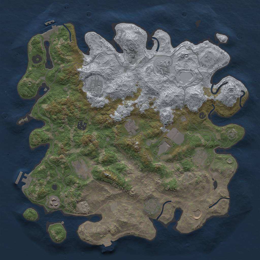 Rust Map: Procedural Map, Size: 4000, Seed: 32934449, 19 Monuments