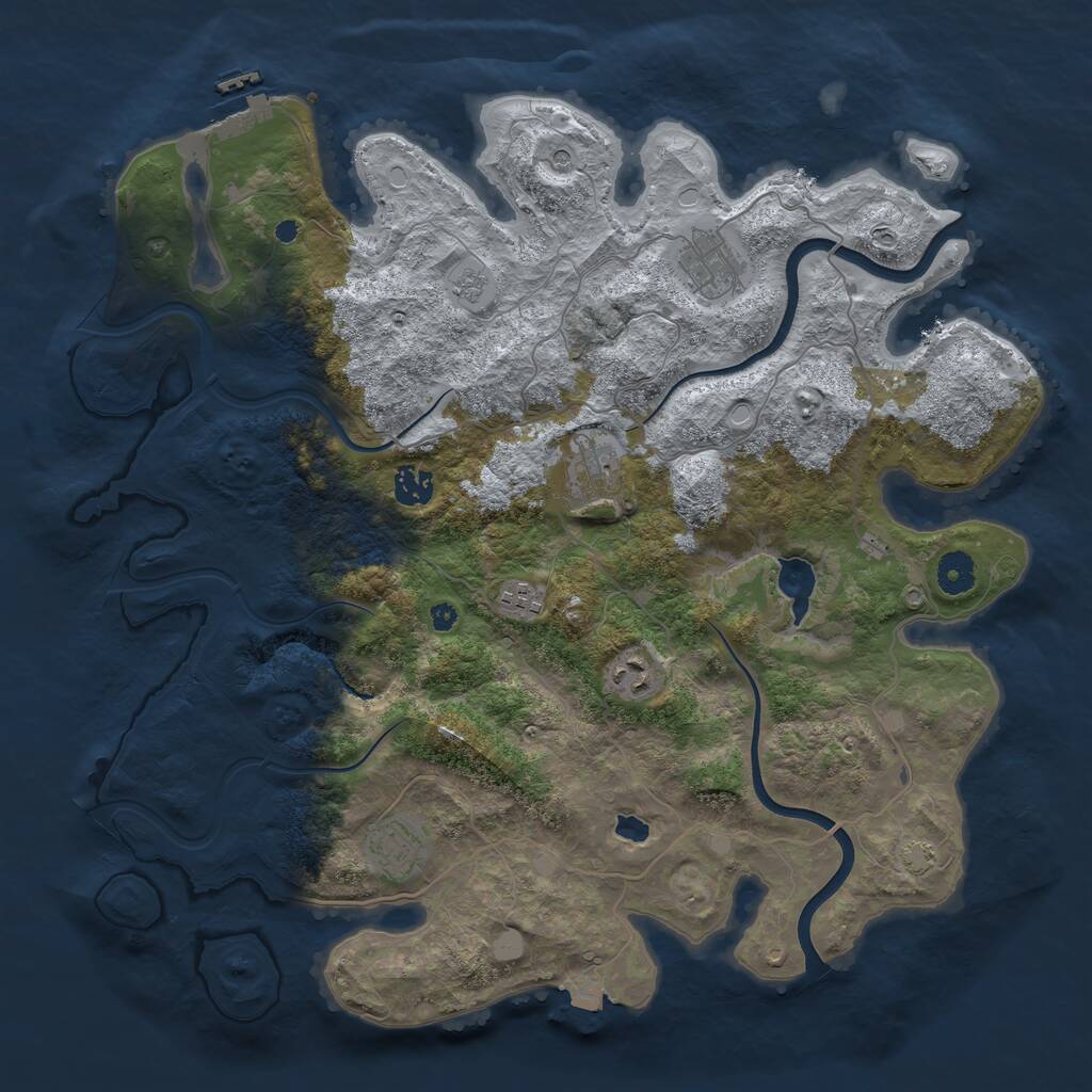 Rust Map: Procedural Map, Size: 4000, Seed: 32934449, 11 Monuments