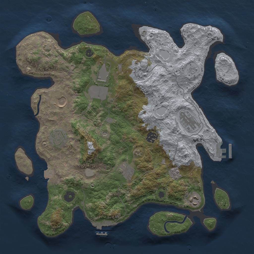 Rust Map: Procedural Map, Size: 3500, Seed: 206370421, 17 Monuments