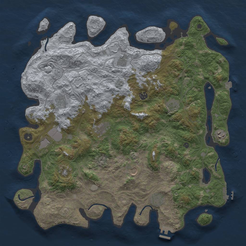 Rust Map: Procedural Map, Size: 4500, Seed: 2075750211, 19 Monuments