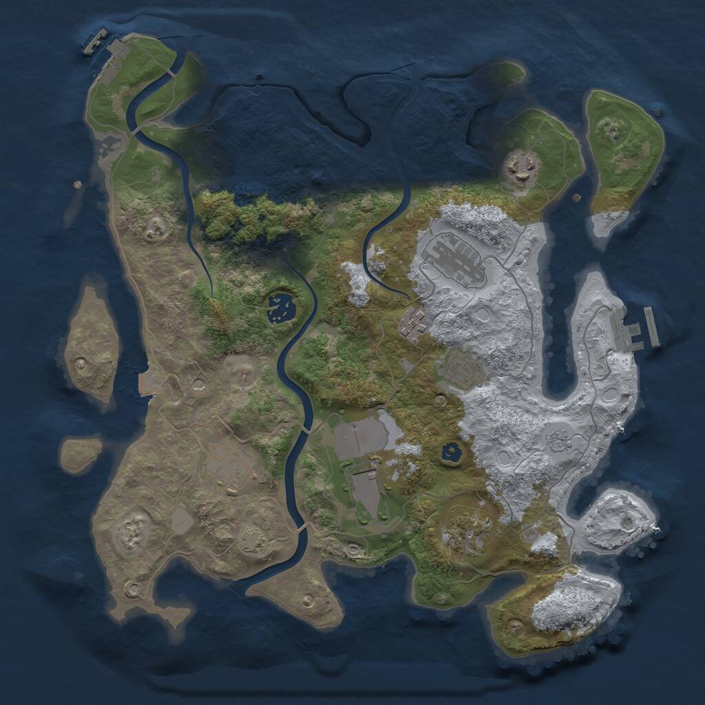 Rust Map: Procedural Map, Size: 3500, Seed: 4574357, 14 Monuments