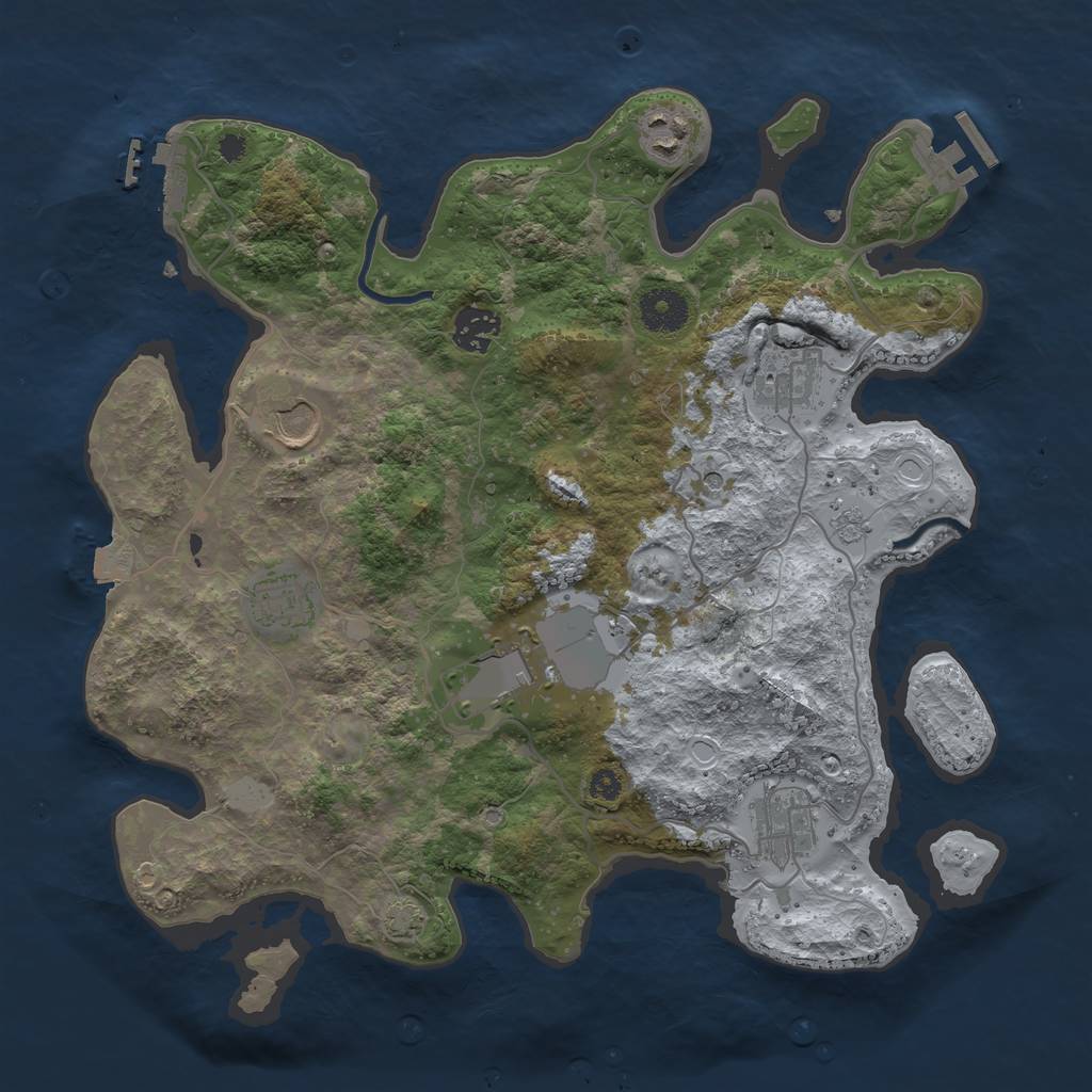 Rust Map: Procedural Map, Size: 3500, Seed: 1900974251, 15 Monuments