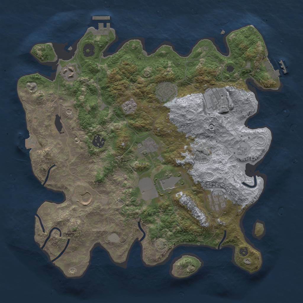 Rust Map: Procedural Map, Size: 3500, Seed: 49491, 17 Monuments