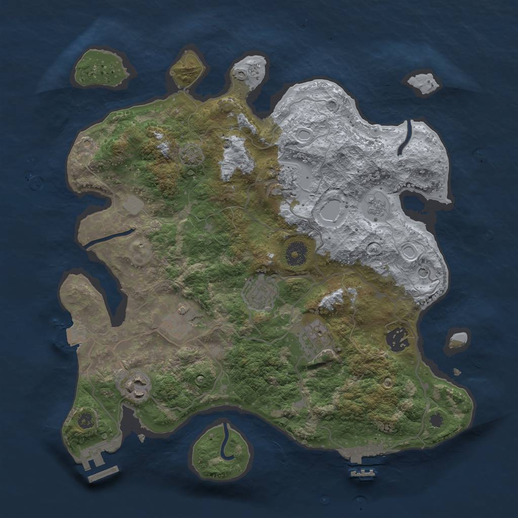 Rust Map: Procedural Map, Size: 3300, Seed: 1929532131, 14 Monuments