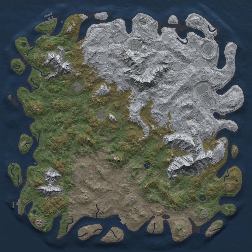 Rust Map: Procedural Map, Size: 6000, Seed: 101607, 19 Monuments