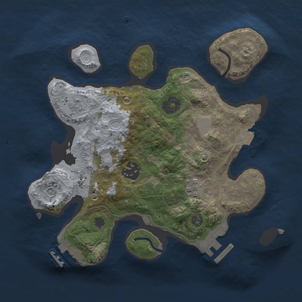 Rust Map: Procedural Map, Size: 2500, Seed: 1232131123, 9 Monuments