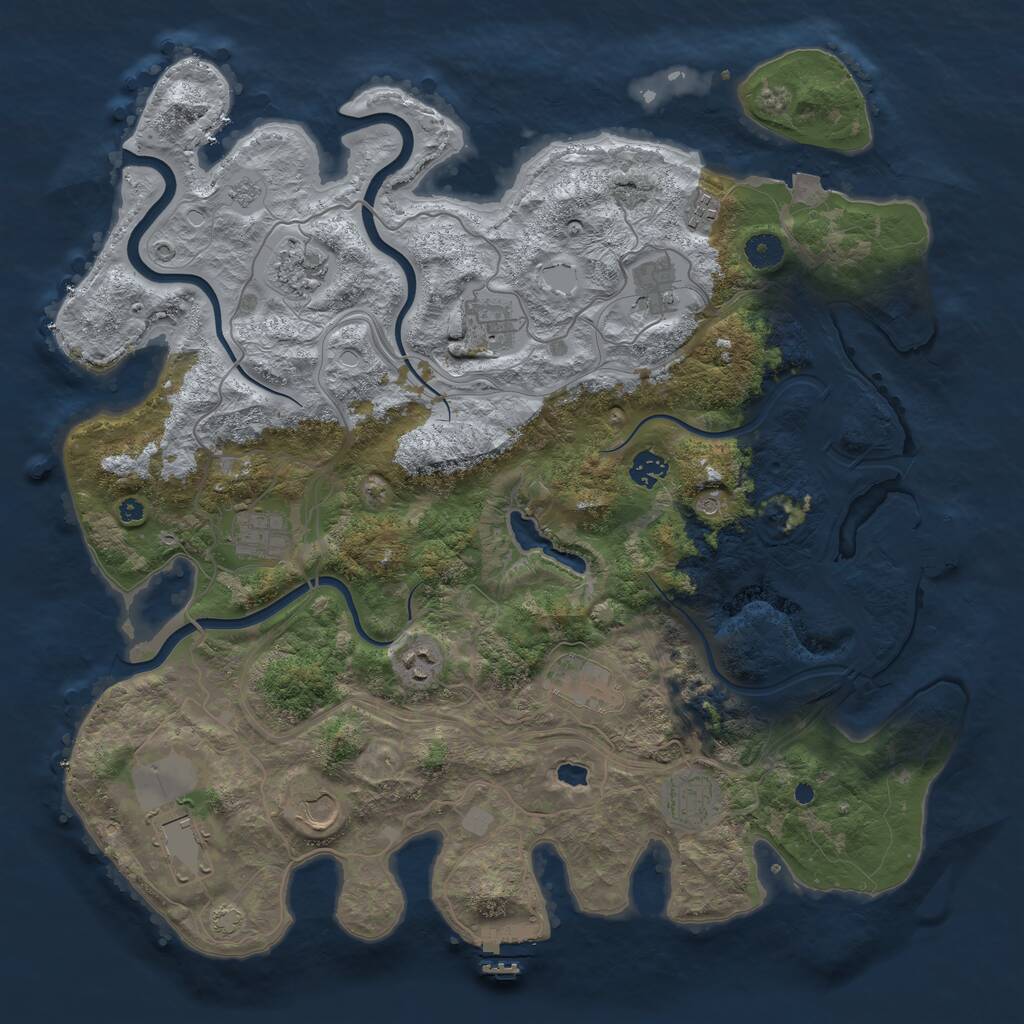 Rust Map: Procedural Map, Size: 4250, Seed: 11124, 17 Monuments