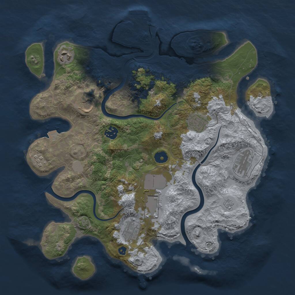 Rust Map: Procedural Map, Size: 3500, Seed: 1756018770, 13 Monuments