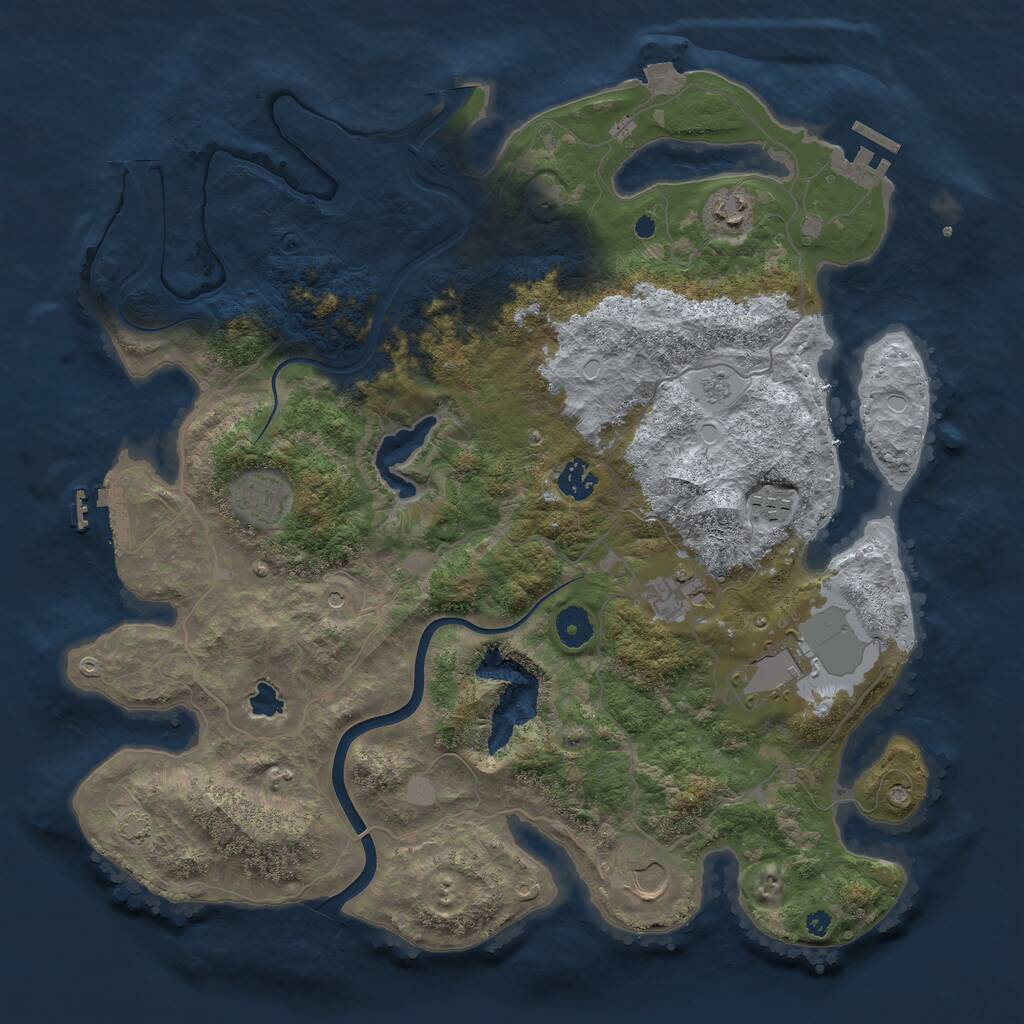 Rust Map: Procedural Map, Size: 4000, Seed: 1305744068, 13 Monuments