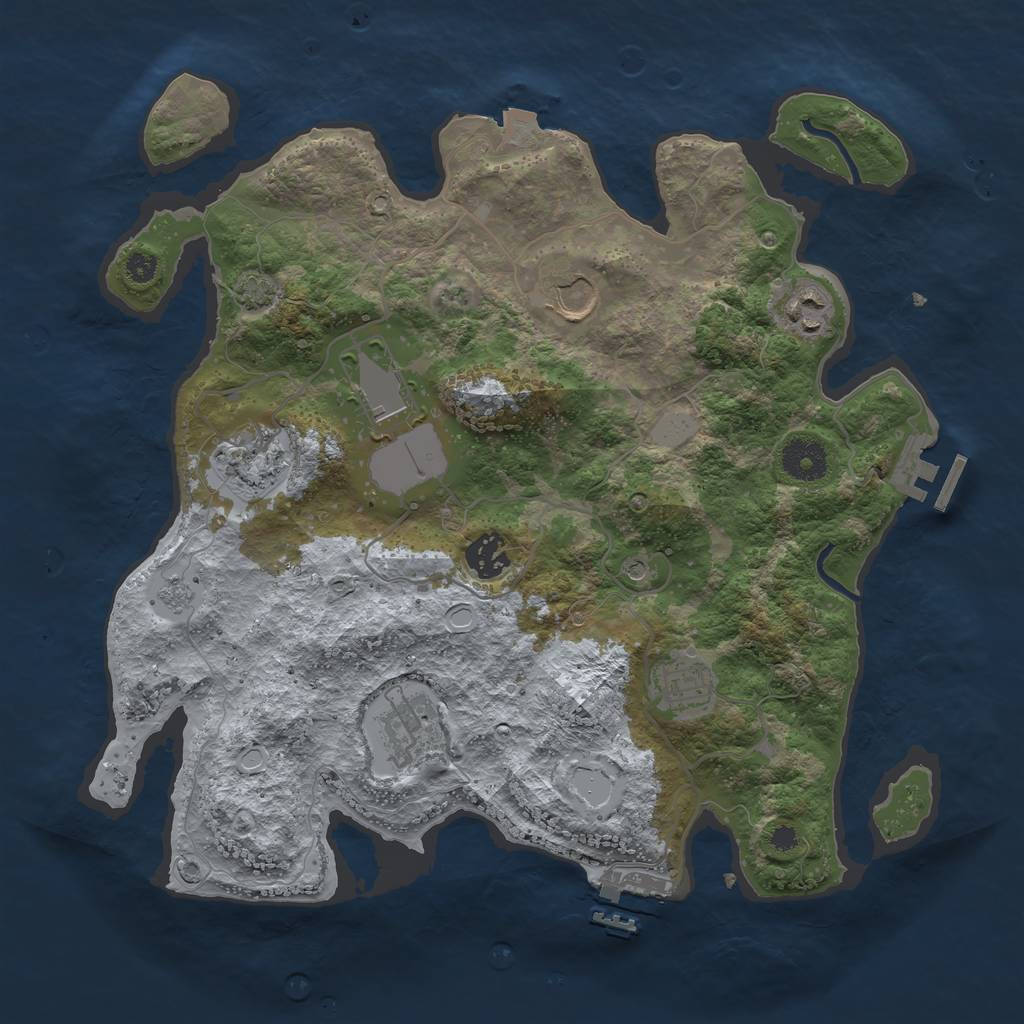 Rust Map: Procedural Map, Size: 3500, Seed: 1301181567, 15 Monuments