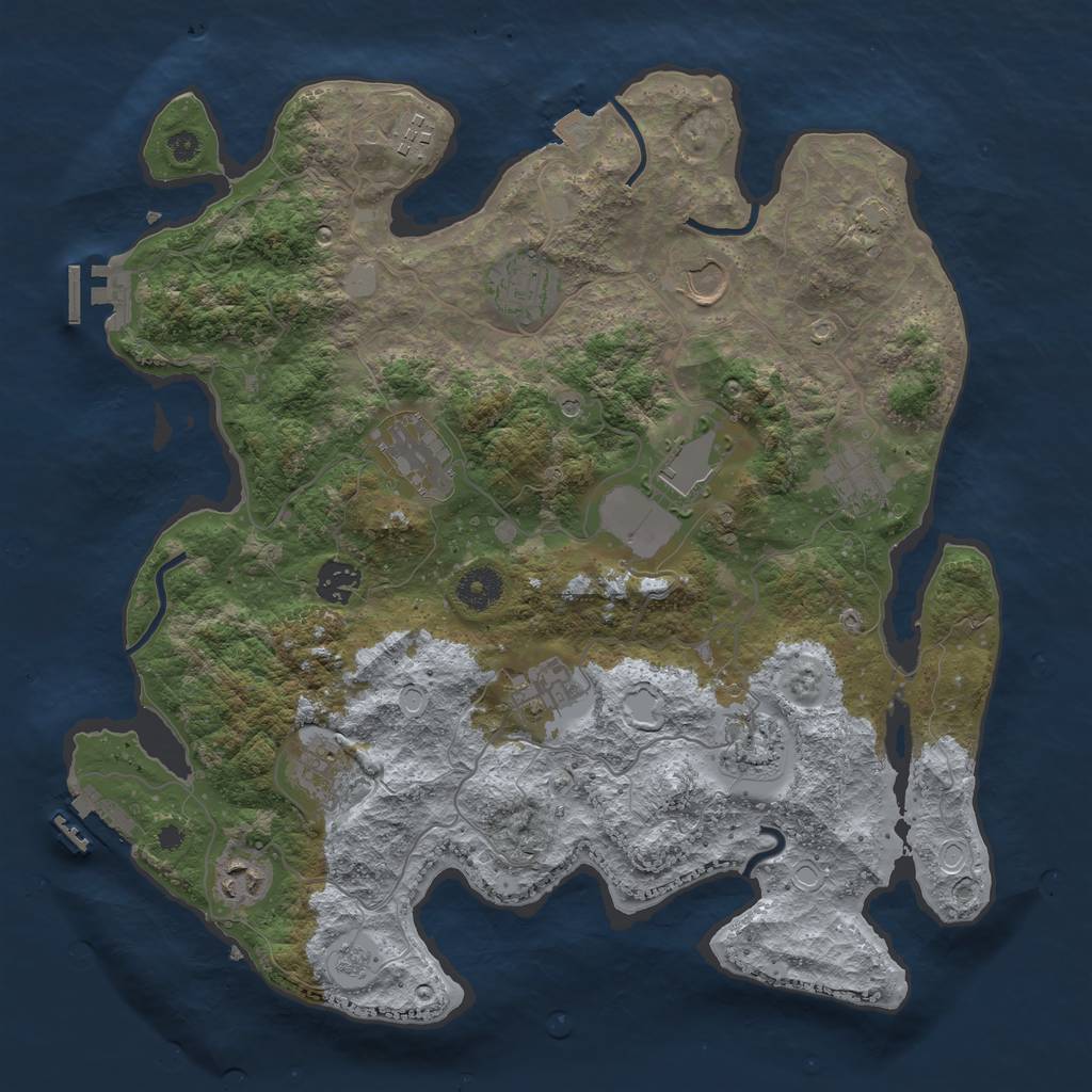 Rust Map: Procedural Map, Size: 3750, Seed: 954081448, 19 Monuments