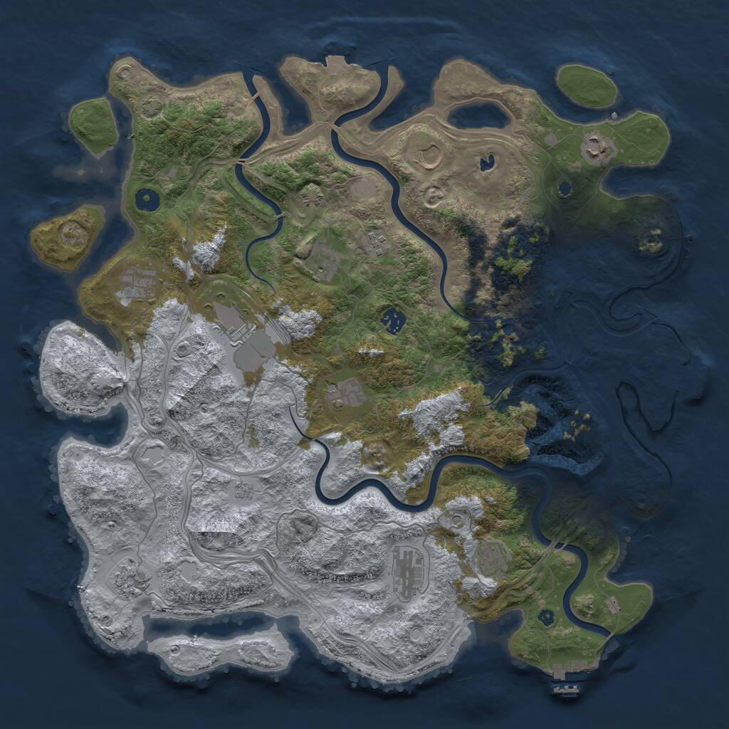 Rust Map: Procedural Map, Size: 4500, Seed: 2048326314, 17 Monuments