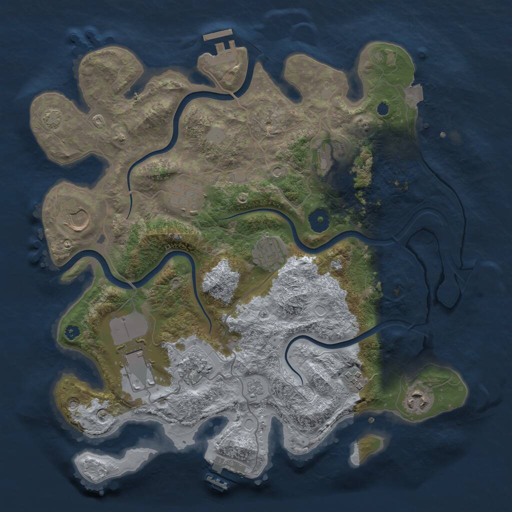 Rust Map: Procedural Map, Size: 3500, Seed: 87003191, 14 Monuments