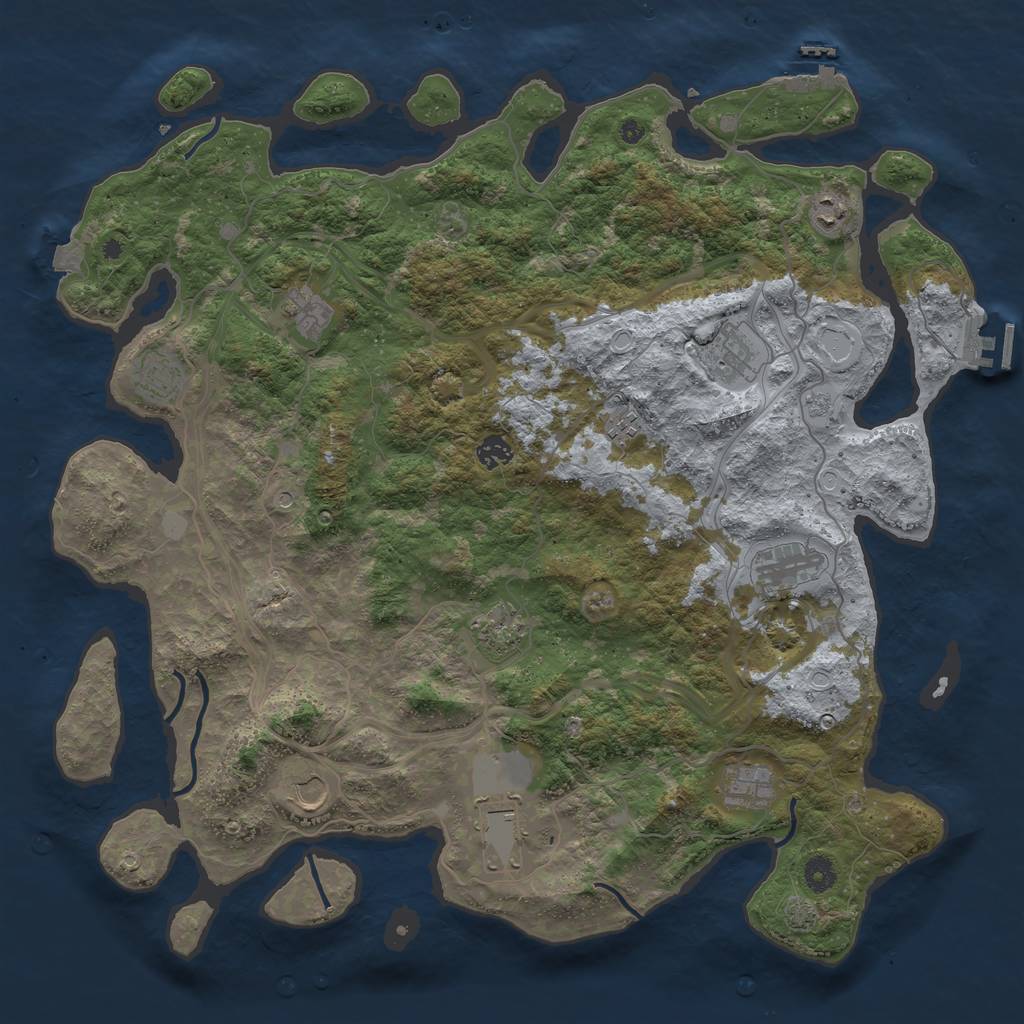 Rust Map: Procedural Map, Size: 4500, Seed: 1832273413, 19 Monuments