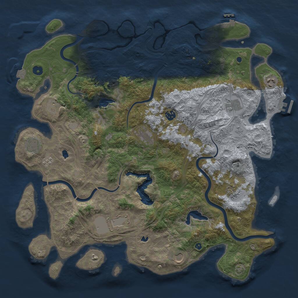 Rust Map: Procedural Map, Size: 4500, Seed: 1832273413, 16 Monuments