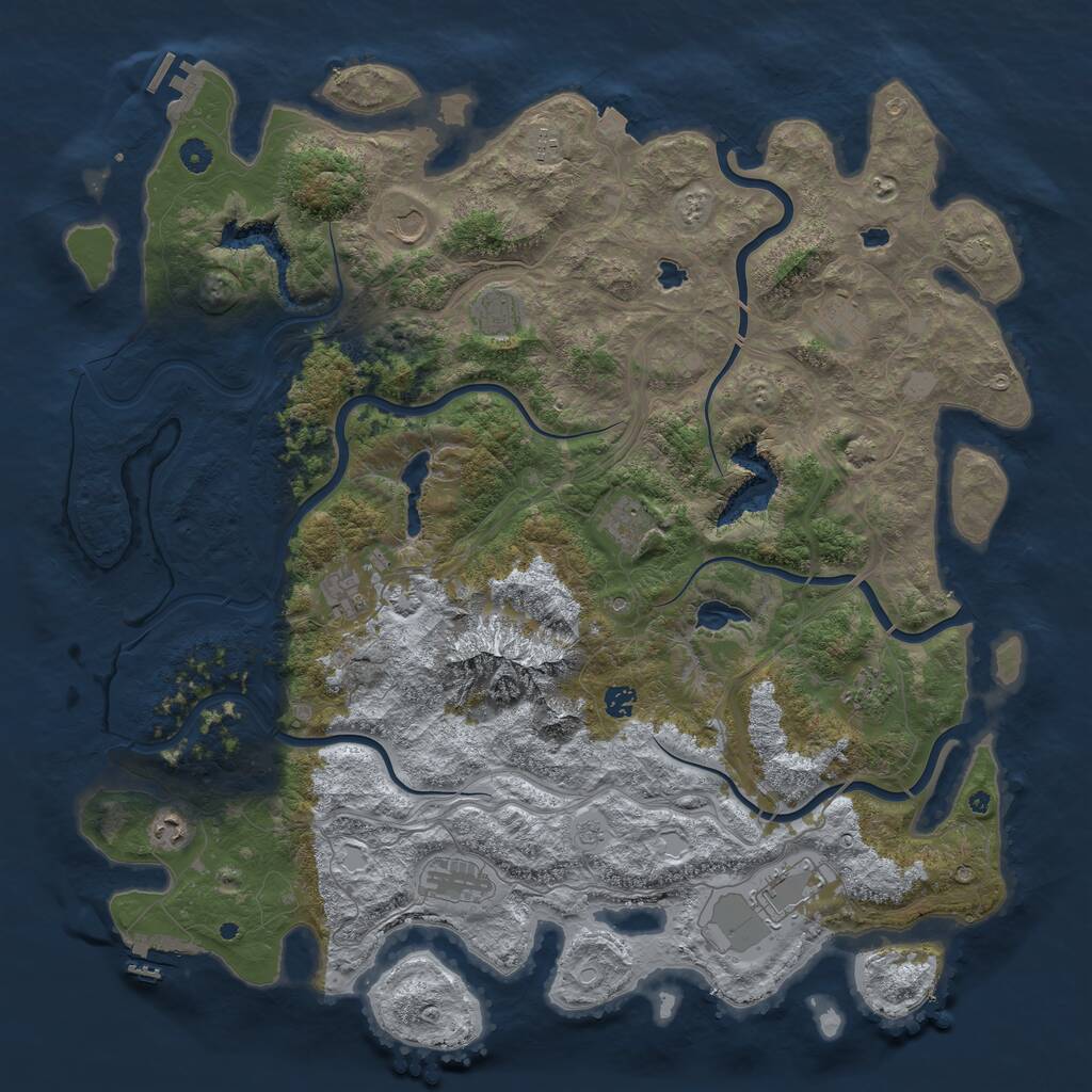 Rust Map: Procedural Map, Size: 5000, Seed: 964070815, 17 Monuments