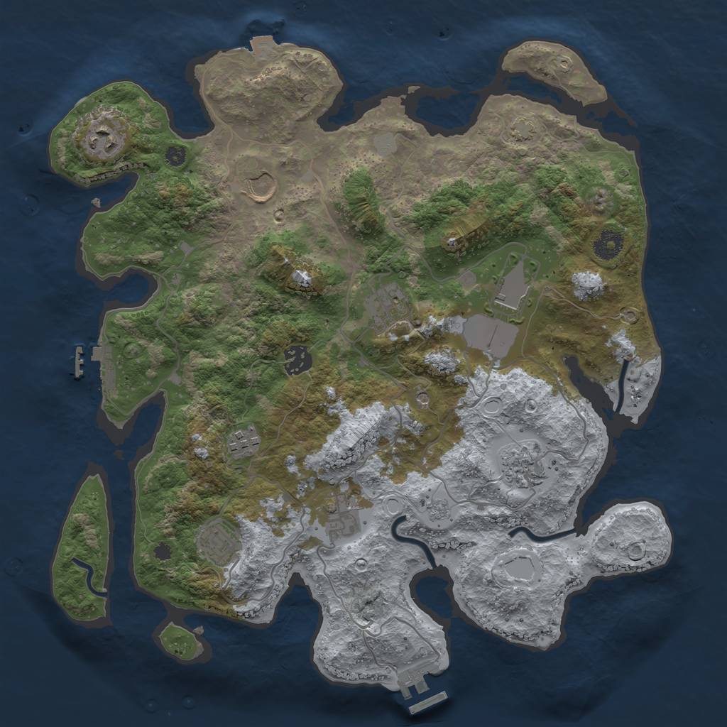 Rust Map: Procedural Map, Size: 3650, Seed: 35736419, 17 Monuments