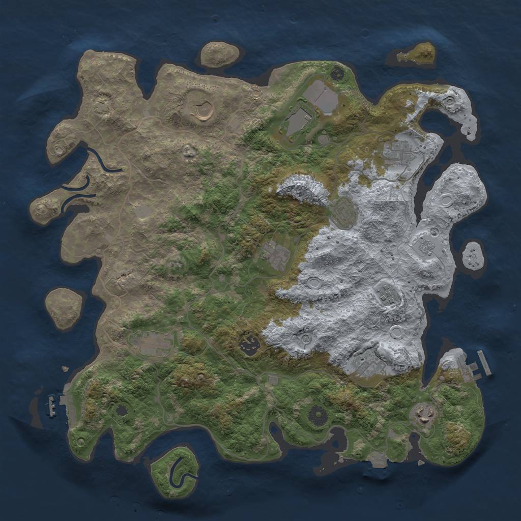 Rust Map: Procedural Map, Size: 4000, Seed: 683742673, 18 Monuments