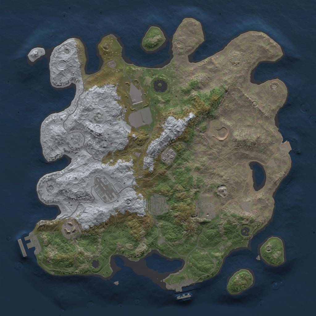 Rust Map: Procedural Map, Size: 3500, Seed: 233804720, 15 Monuments