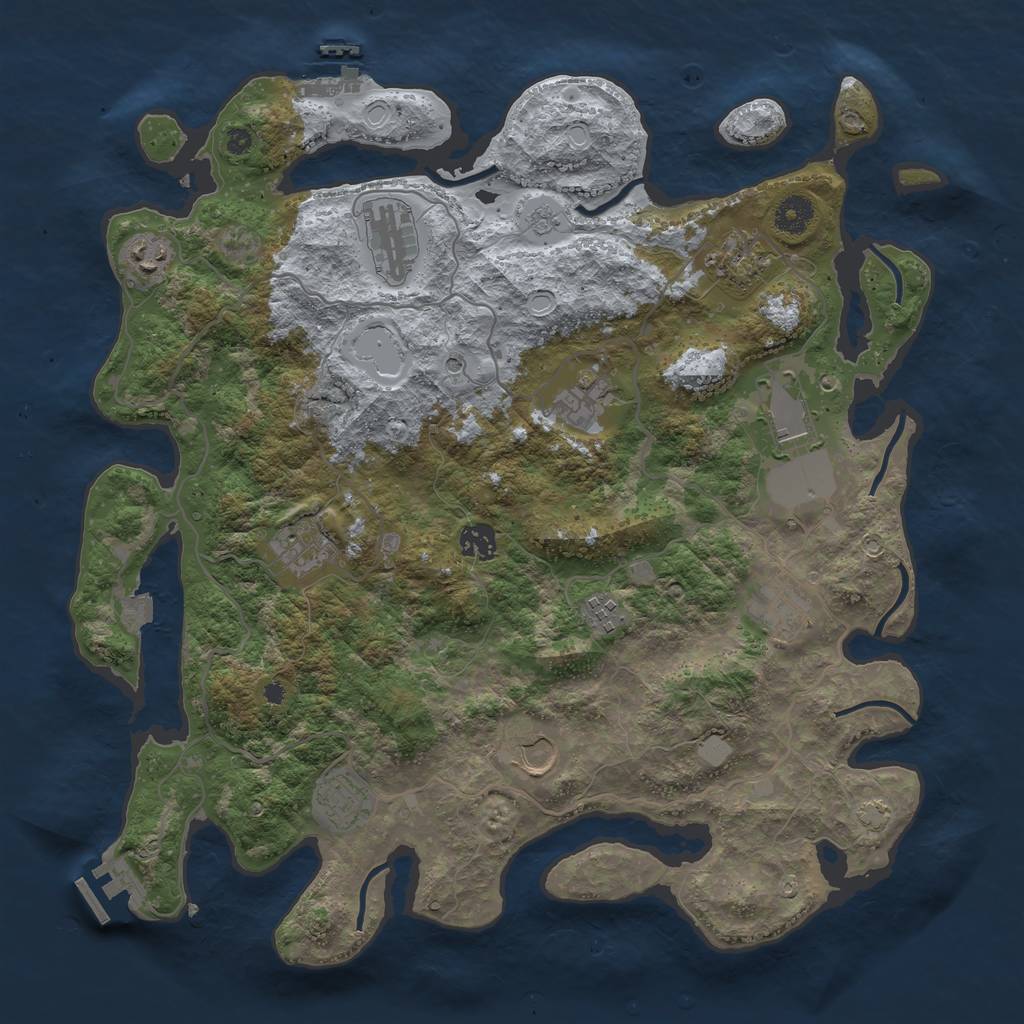 Rust Map: Procedural Map, Size: 4000, Seed: 873804084, 19 Monuments