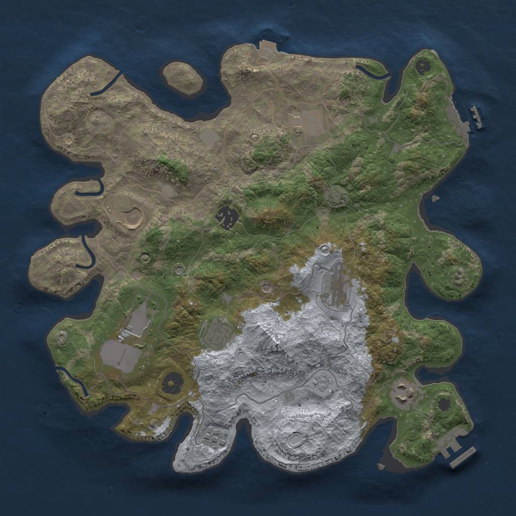 Rust Map: Procedural Map, Size: 3500, Seed: 968975111, 16 Monuments