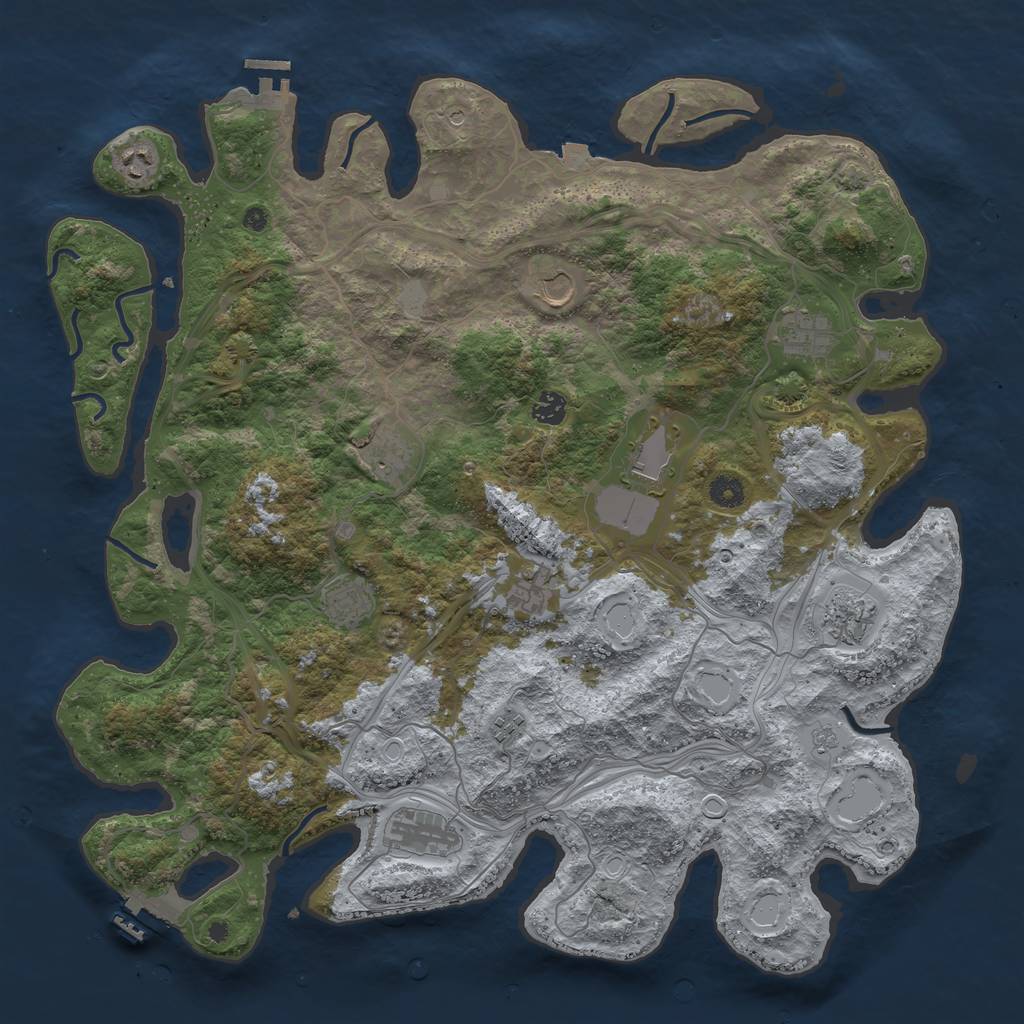 Rust Map: Procedural Map, Size: 4500, Seed: 861158957, 19 Monuments