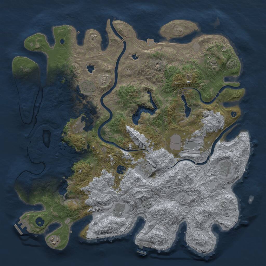 Rust Map: Procedural Map, Size: 4500, Seed: 861158957, 16 Monuments