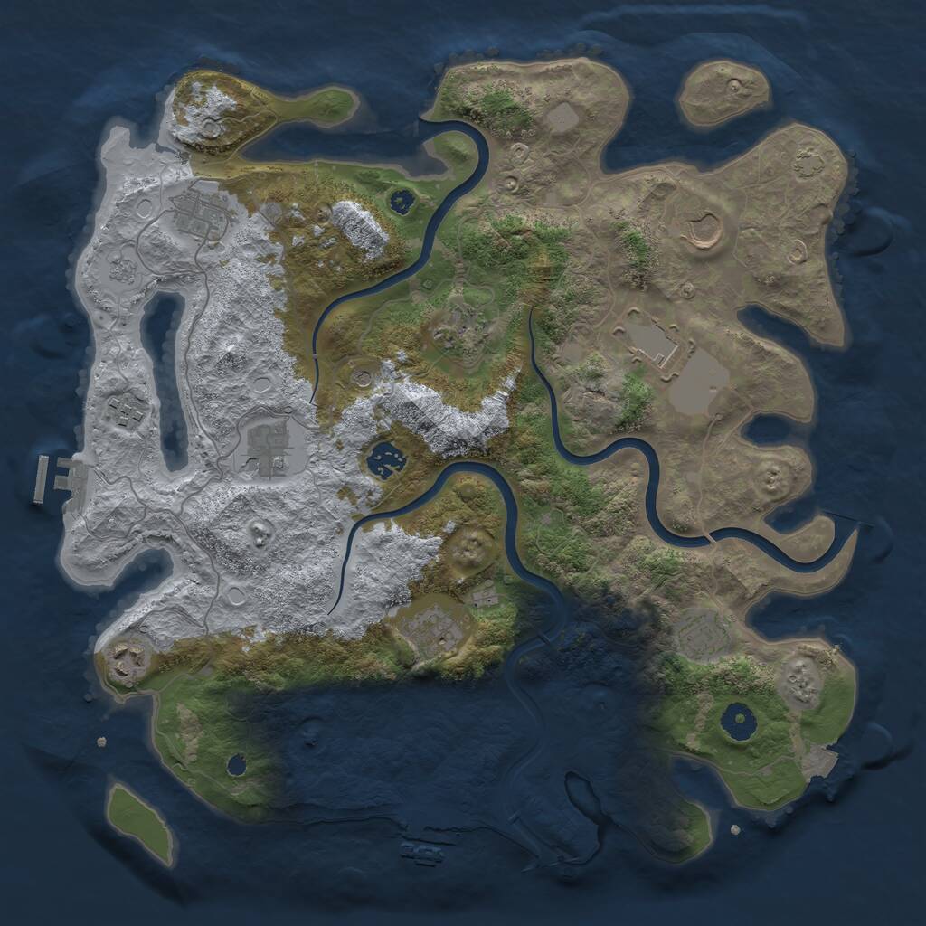 Rust Map: Procedural Map, Size: 3900, Seed: 39790196, 16 Monuments