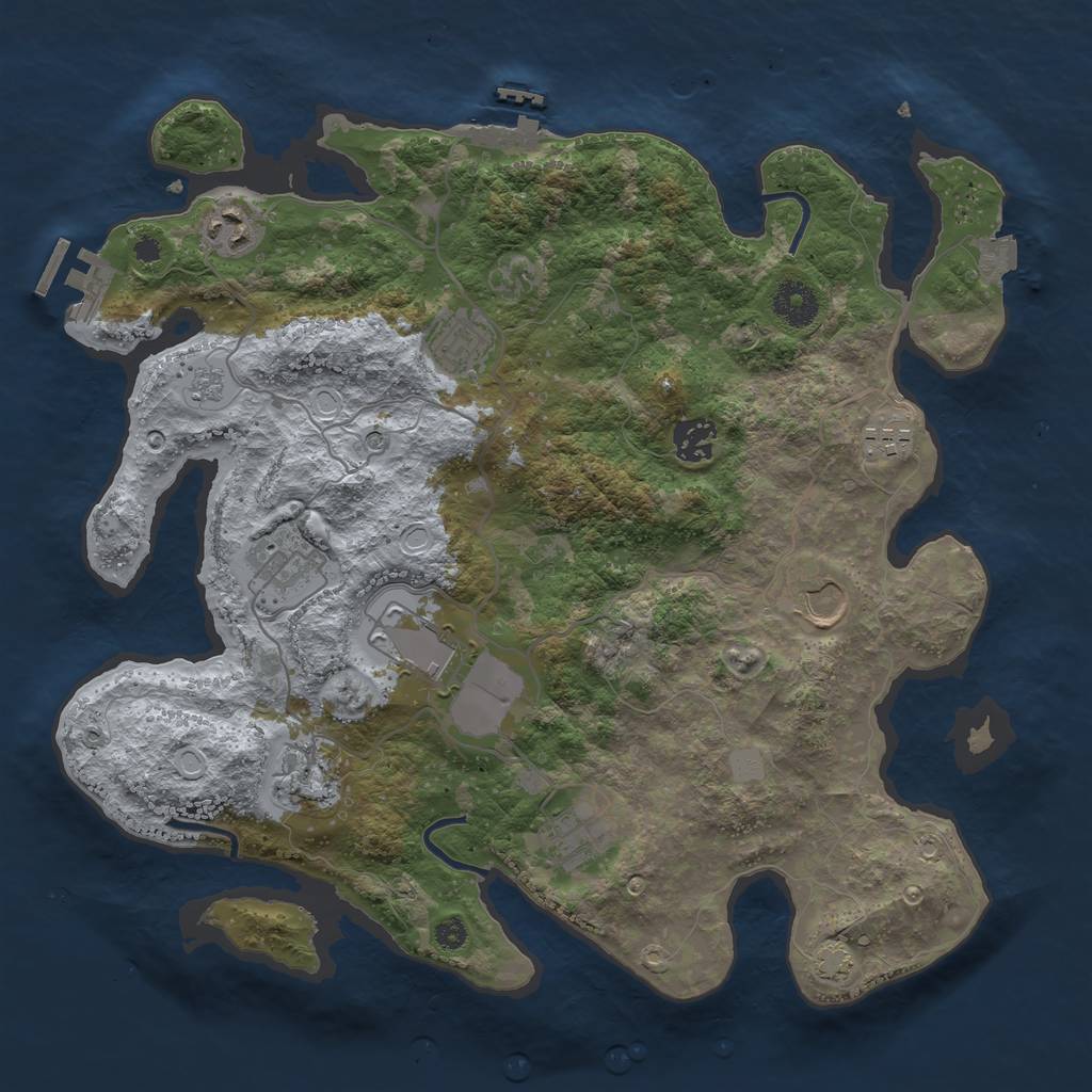 Rust Map: Procedural Map, Size: 3600, Seed: 2140536499, 17 Monuments