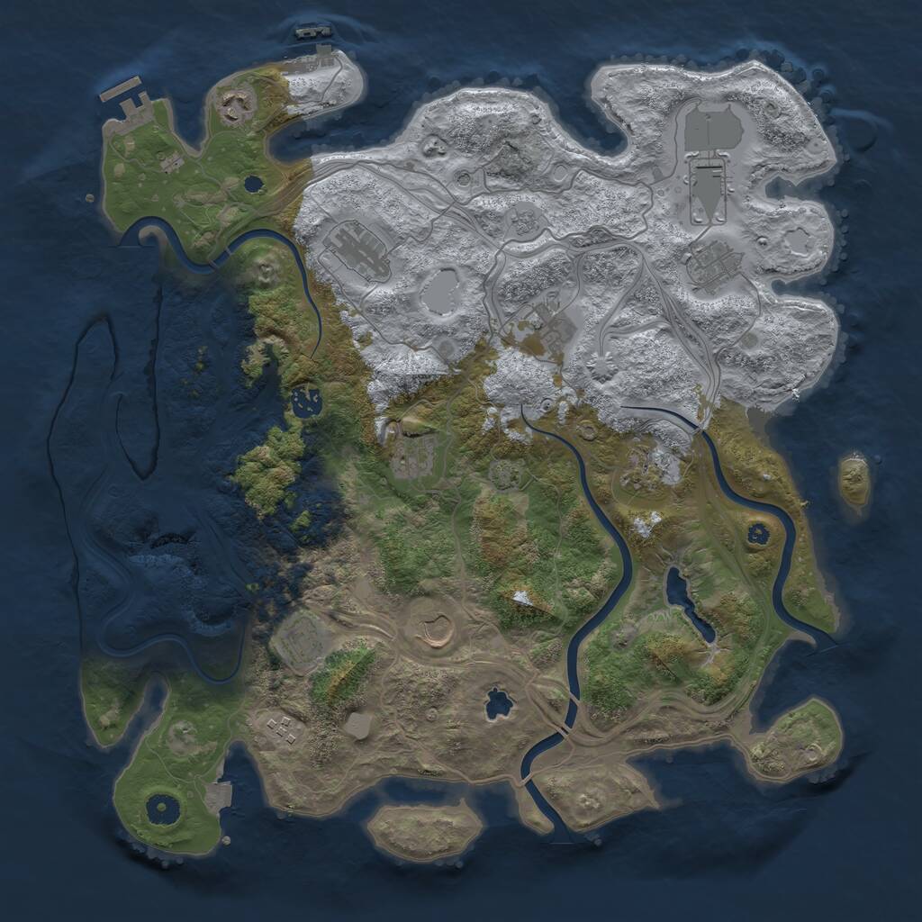 Rust Map: Procedural Map, Size: 4250, Seed: 636307636, 17 Monuments