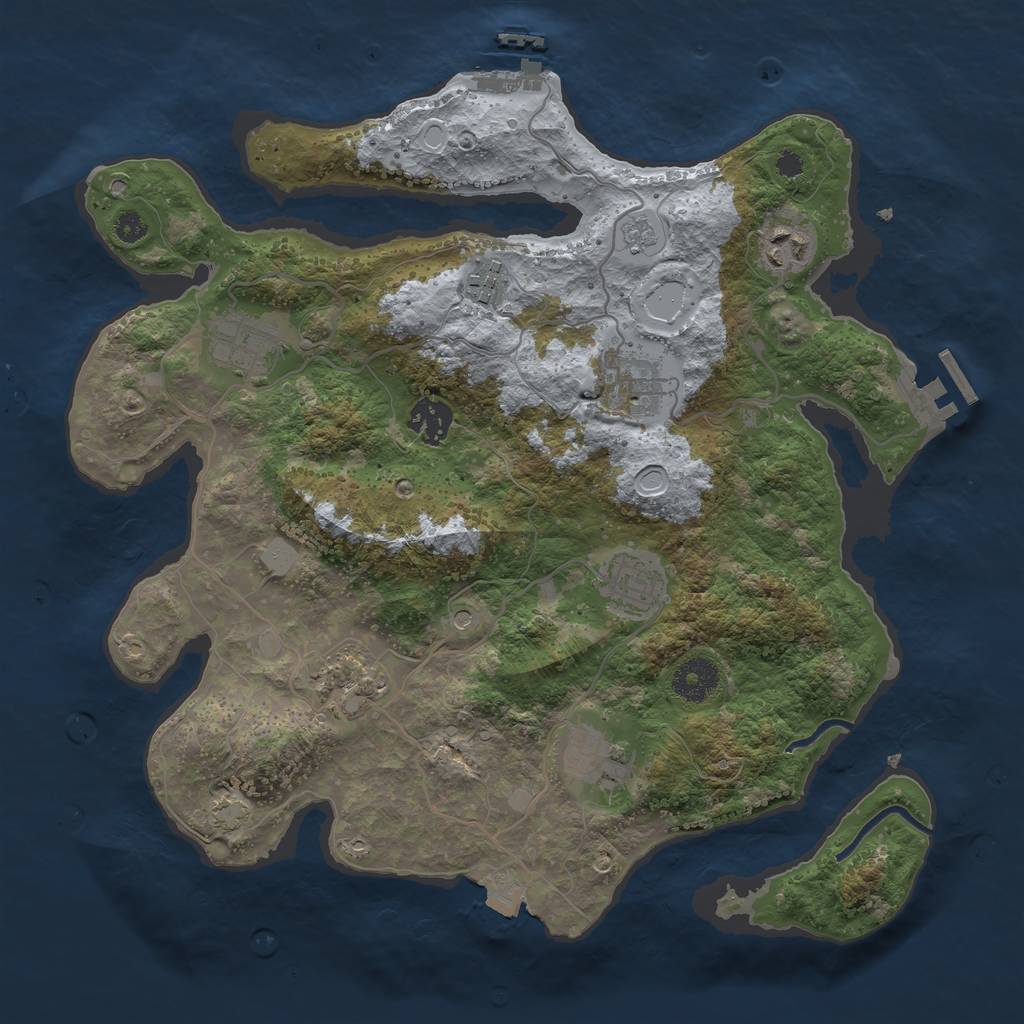 Rust Map: Procedural Map, Size: 3444, Seed: 1501650778, 16 Monuments