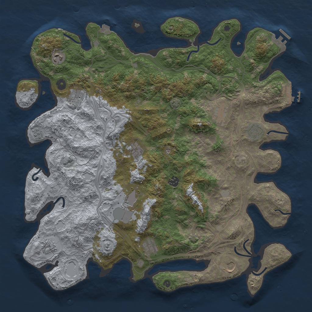 Rust Map: Procedural Map, Size: 4500, Seed: 1829381729, 19 Monuments