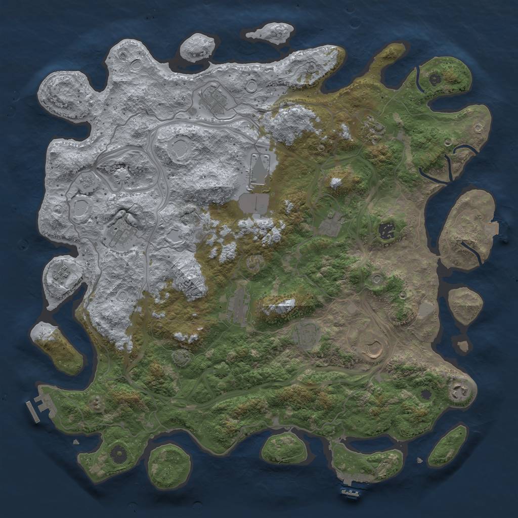 Rust Map: Procedural Map, Size: 4500, Seed: 1745672023, 19 Monuments