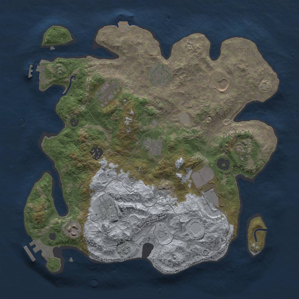 Rust Map: Procedural Map, Size: 3500, Seed: 668367008, 18 Monuments