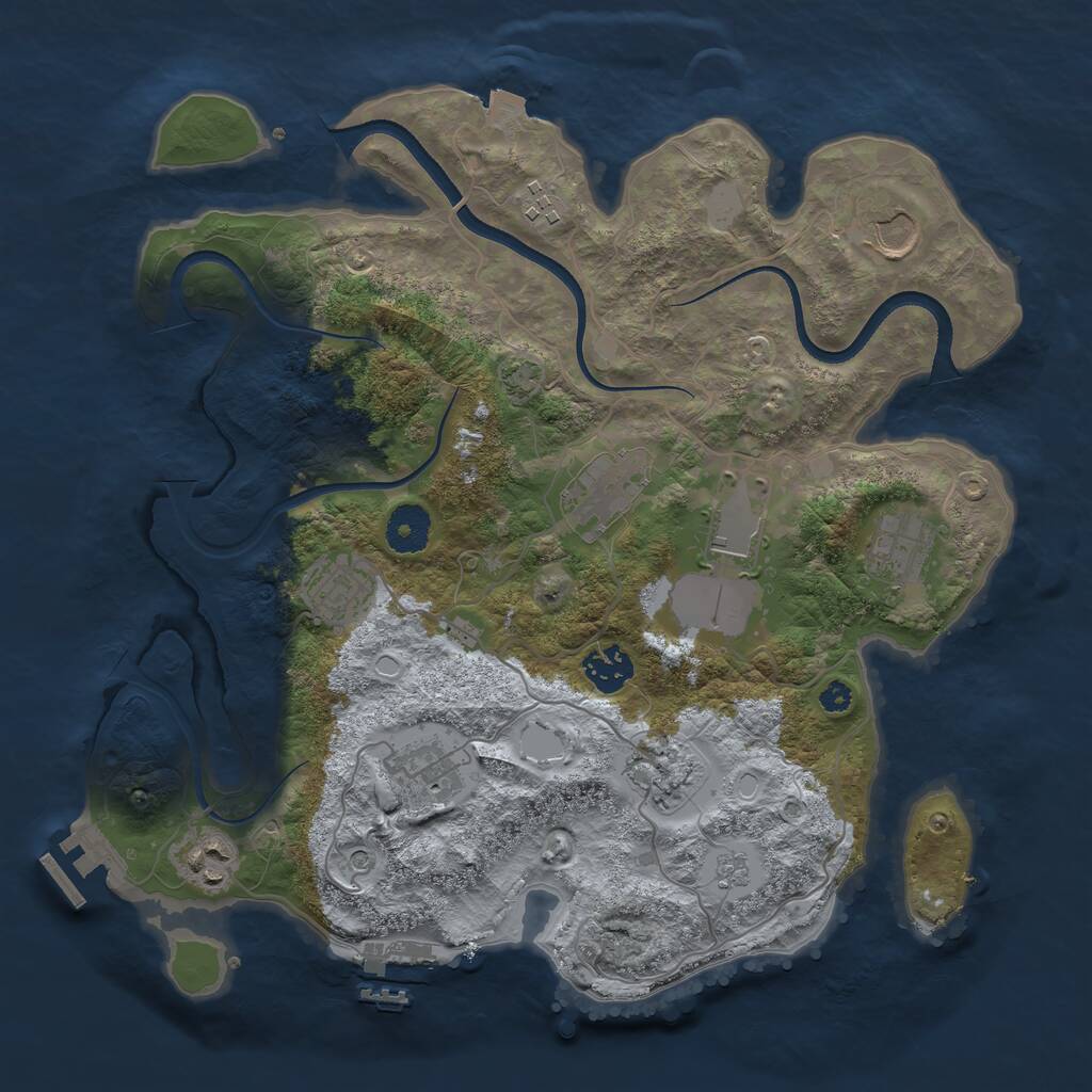 Rust Map: Procedural Map, Size: 3500, Seed: 668367008, 16 Monuments