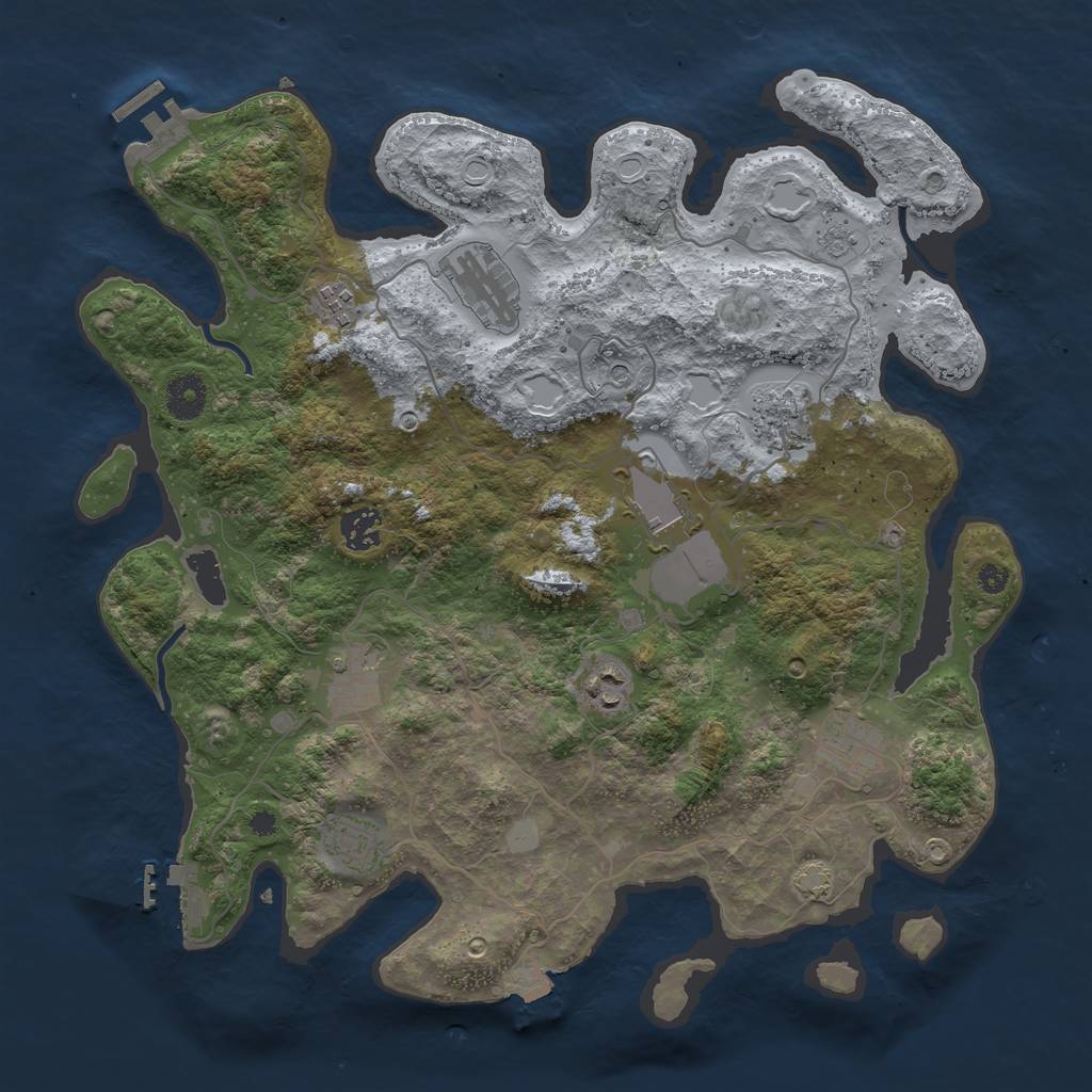 Rust Map: Procedural Map, Size: 3750, Seed: 849266404, 17 Monuments